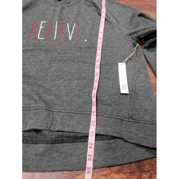 NWT Rae Dunn BELIEVE Drop Shoulder Graphic Sweatshirt Charcoal Heather Womens XL - Picture 11 of 12